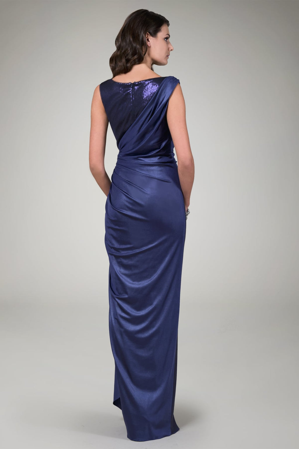 Draped Front Gown in Navy