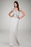 Sequin Waist Jersey Gown in Natural