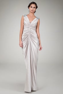 Geometric Jewel Draped Gown in Natural