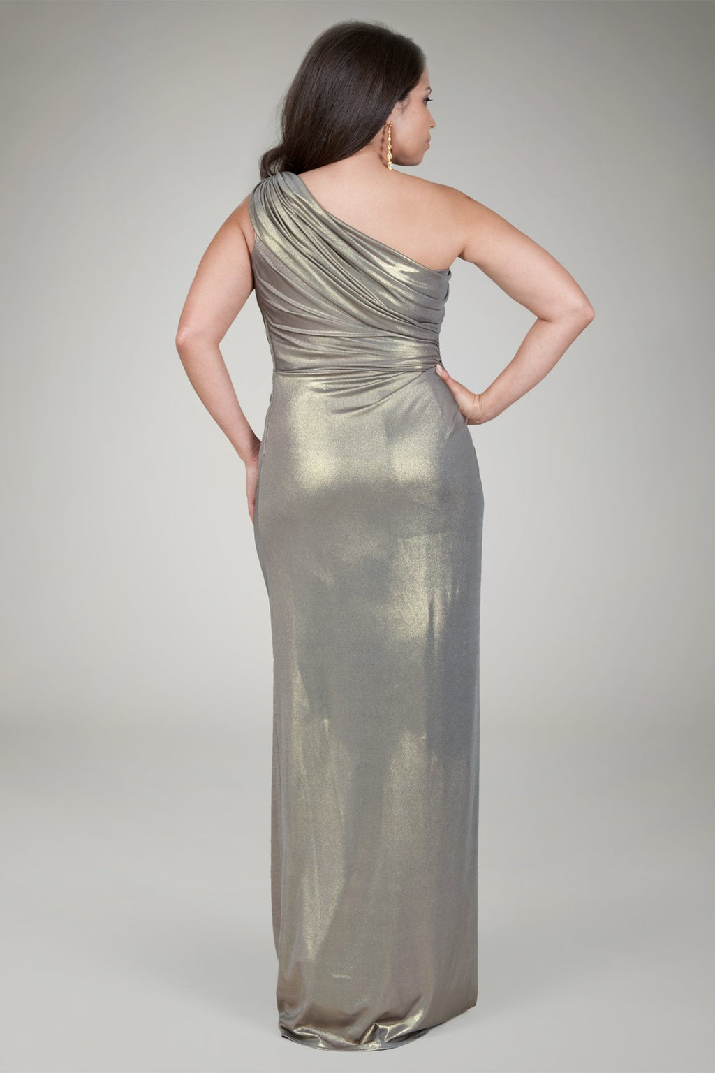Draped Jersey Gown in Smoke Pearl