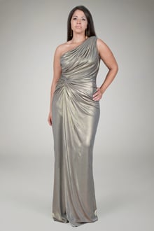 Draped Jersey Gown in Smoke Pearl