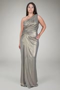 Draped Jersey Gown in Smoke Pearl
