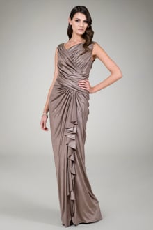 Metallic Jersey Draped Gown in Mineral