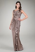 Metallic Jersey Draped Gown in Mineral