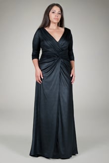 Metallic Jersey Draped Gown in Black