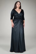 Metallic Jersey Draped Gown in Black