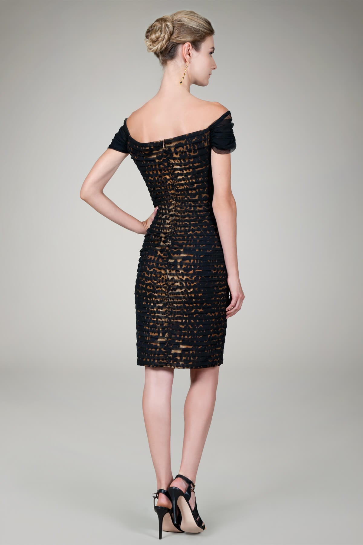 Animal Print Cocktail Dress in Gold Animal