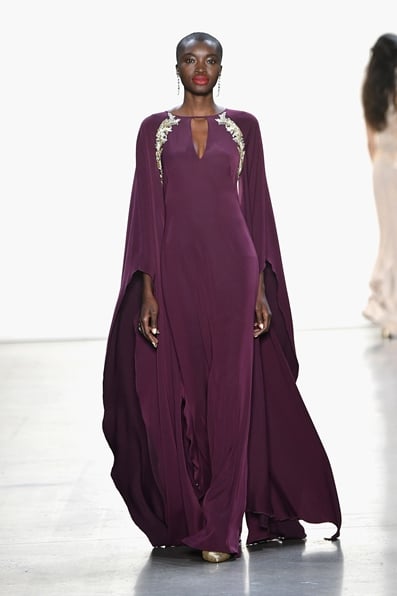 Nox Cape-Sleeves Crepe Gown