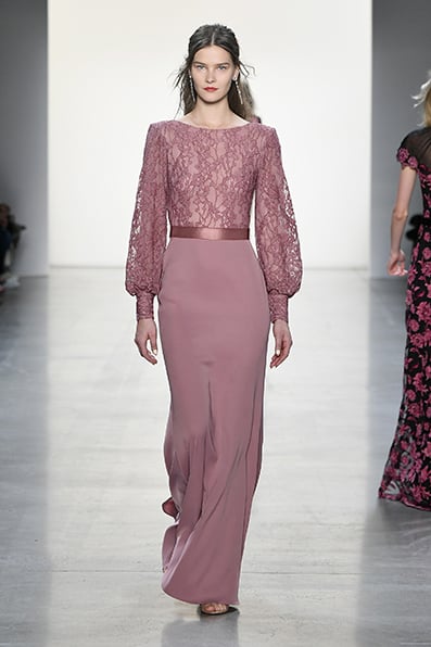 Rudee Long-Sleeve Lace & Crepe Gown