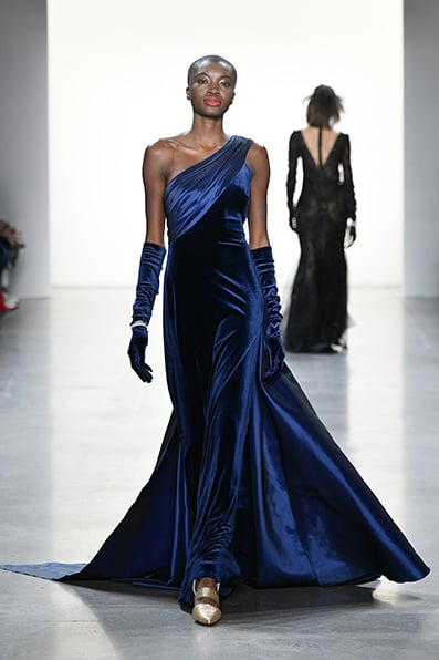 Irie One-Shoulder Velvet & Taffeta Gown