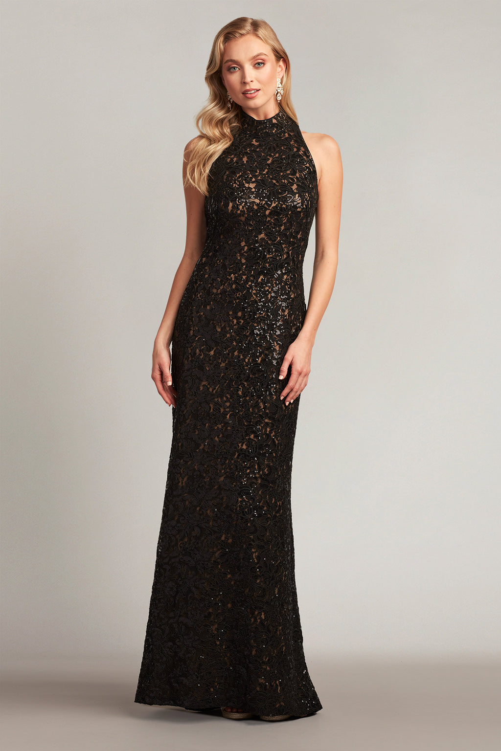 Joy Sequin Embroidered Halter Gown