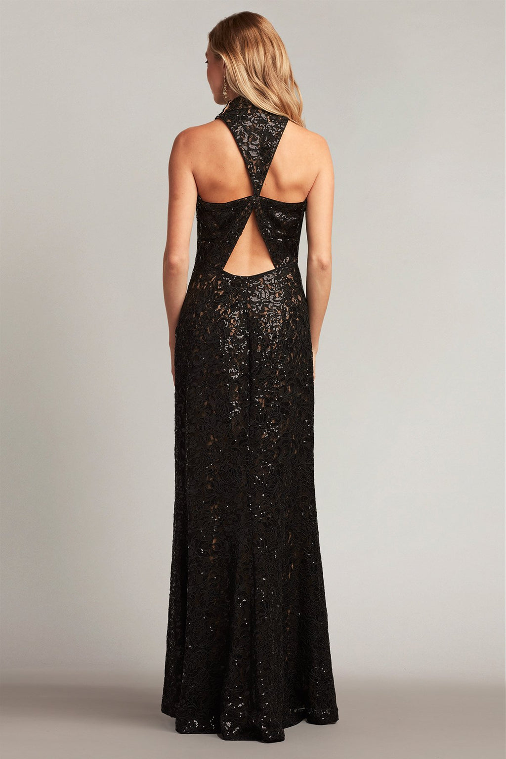 Joy Sequin Embroidered Halter Gown