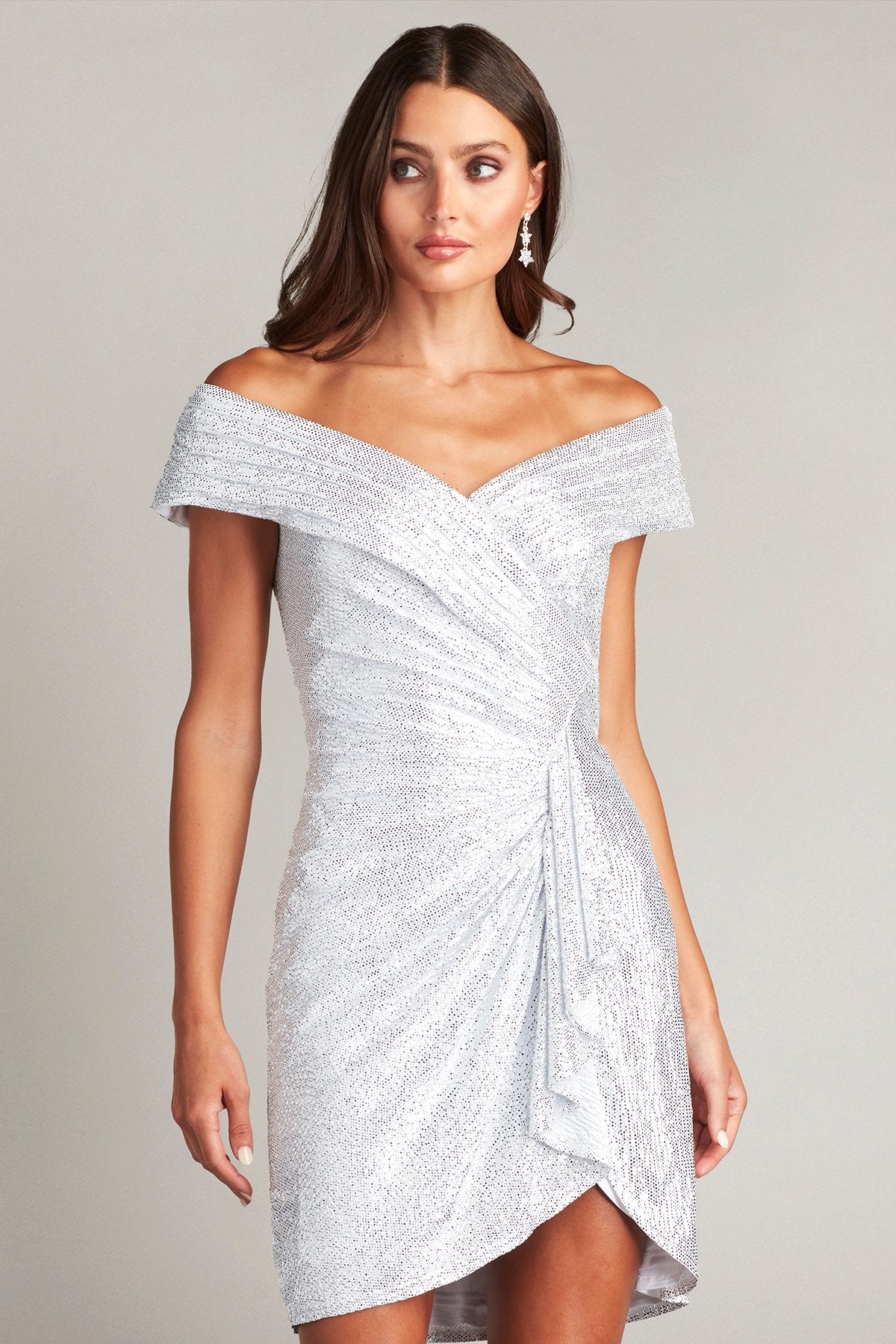 Lana Foil Dot Draped Mini Dress