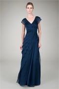 Tiered Chiffon Gown in Navy
