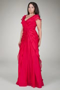 Tiered Chiffon Gown in Claret