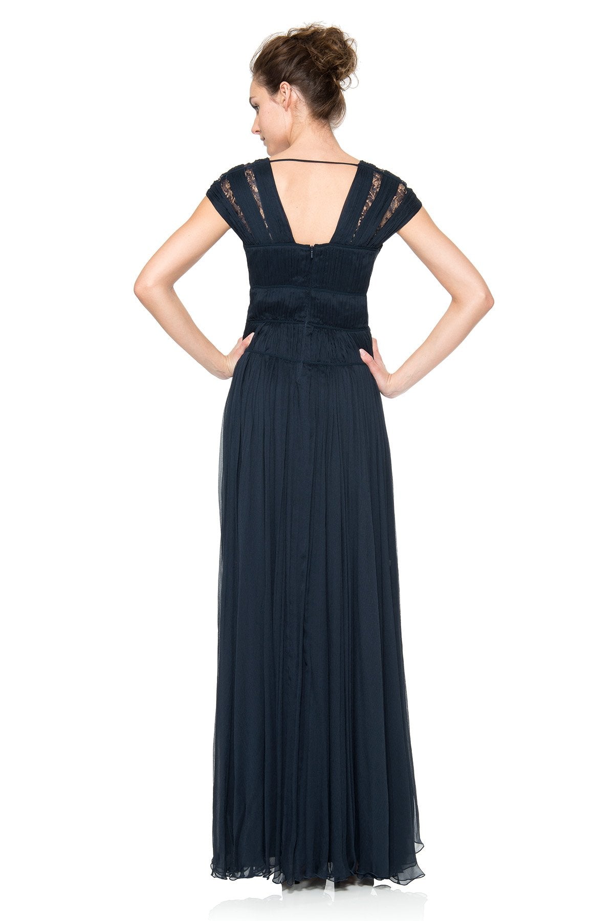 Chiffon Cutout Plunging Neckline Gown