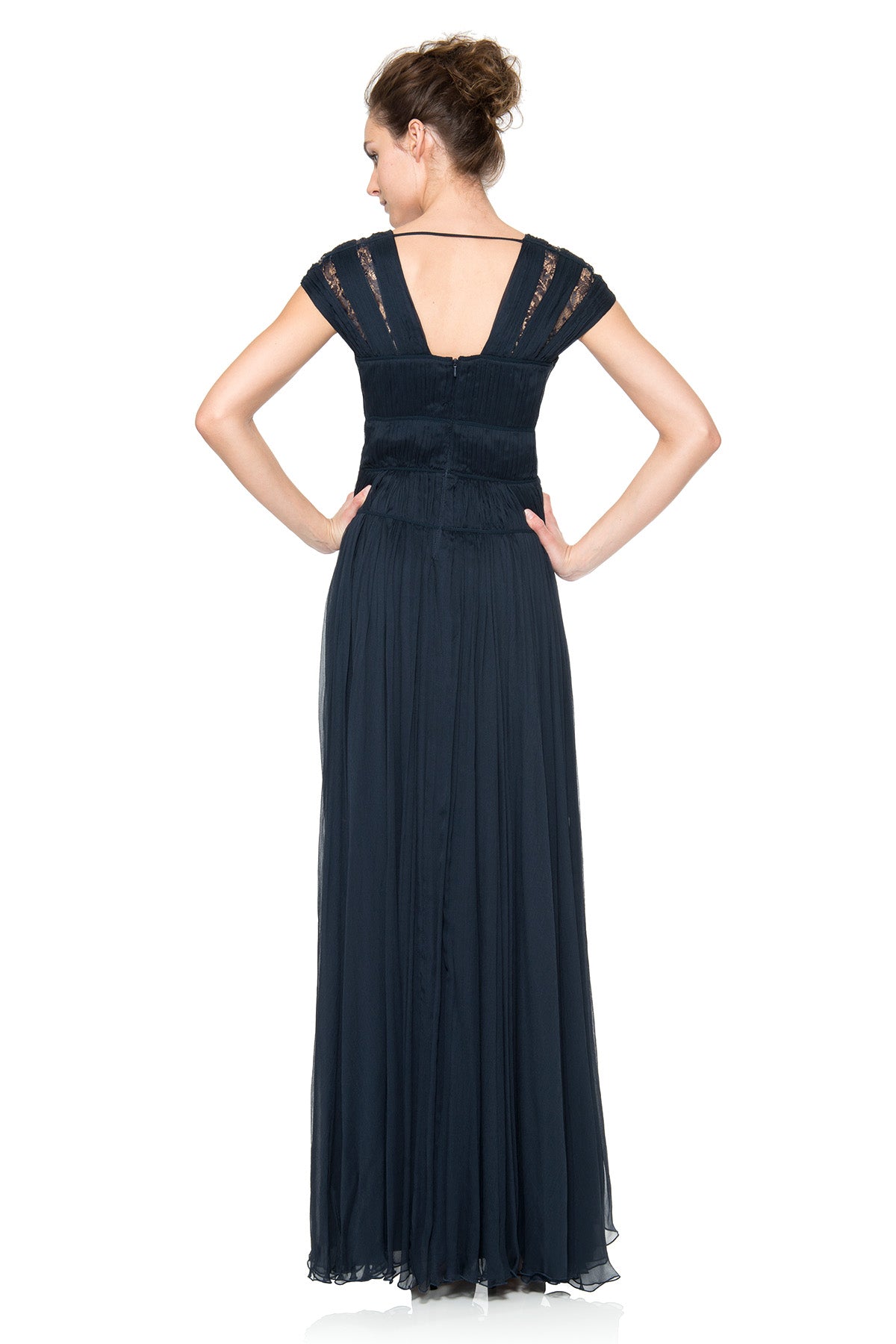 Chiffon Cutout Plunging Neckline Gown