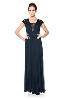 Chiffon Cutout Plunging Neckline Gown