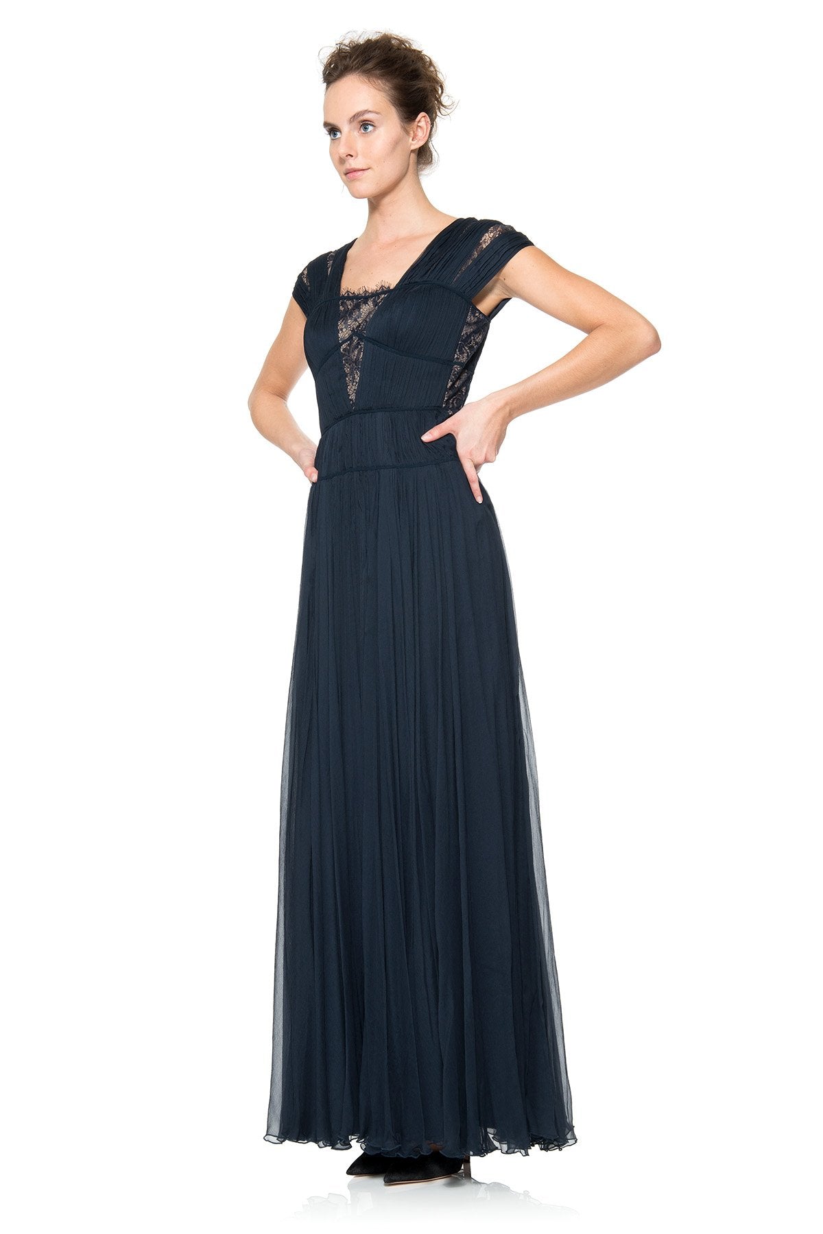 Chiffon Cutout Plunging Neckline Gown