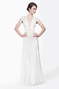Chiffon Cutout Plunging Neckline Gown in Ivory