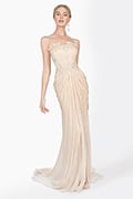 Embellished Lace and Chiffon Strapless Gown in Desert Bloom