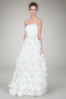 Hand Cut Flower Strapless Gown in Ivory