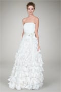 Hand Cut Flower Strapless Gown in Ivory