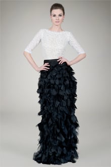 Lace Bateau Gown in Ivory / Black