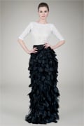 Lace Bateau Gown in Ivory / Black