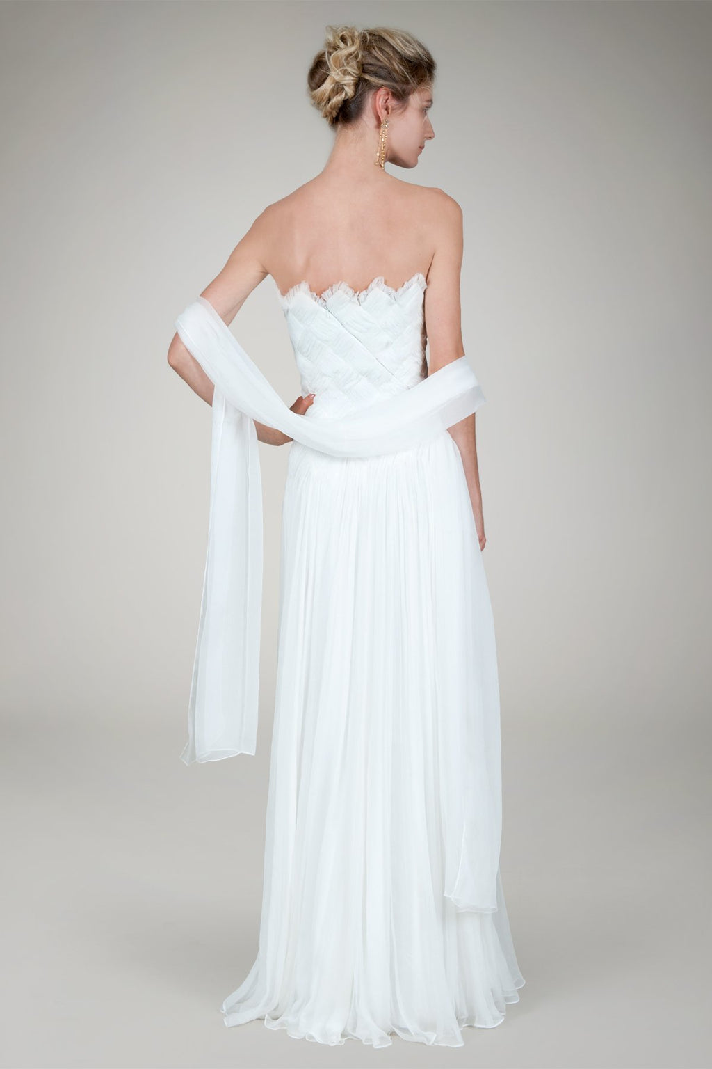 Basketweave Strapless Gown in Ivory