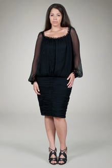 Crinkle Chiffon Cocktail Dress in Black