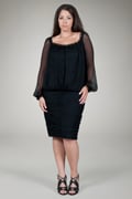Crinkle Chiffon Cocktail Dress in Black