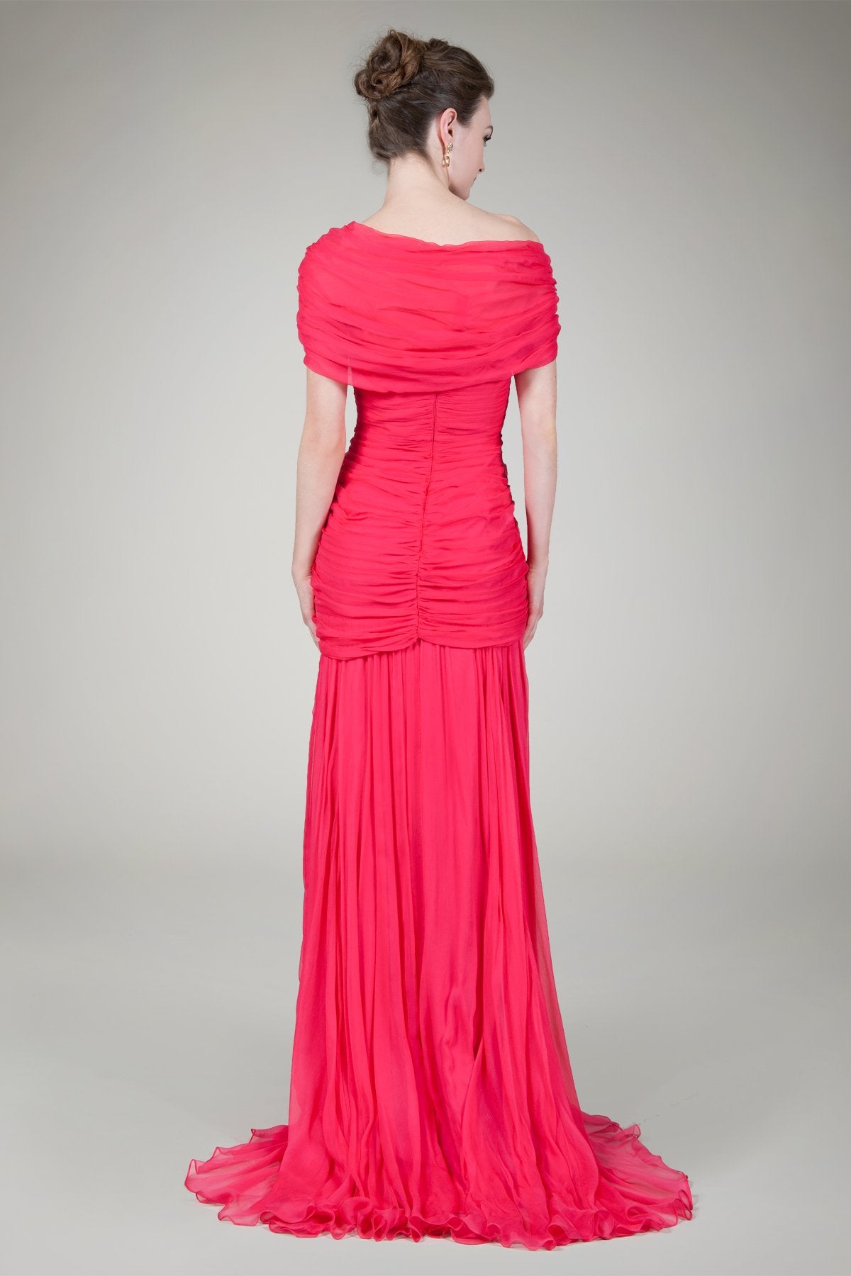 One Shoulder Draped Gown in Lily
