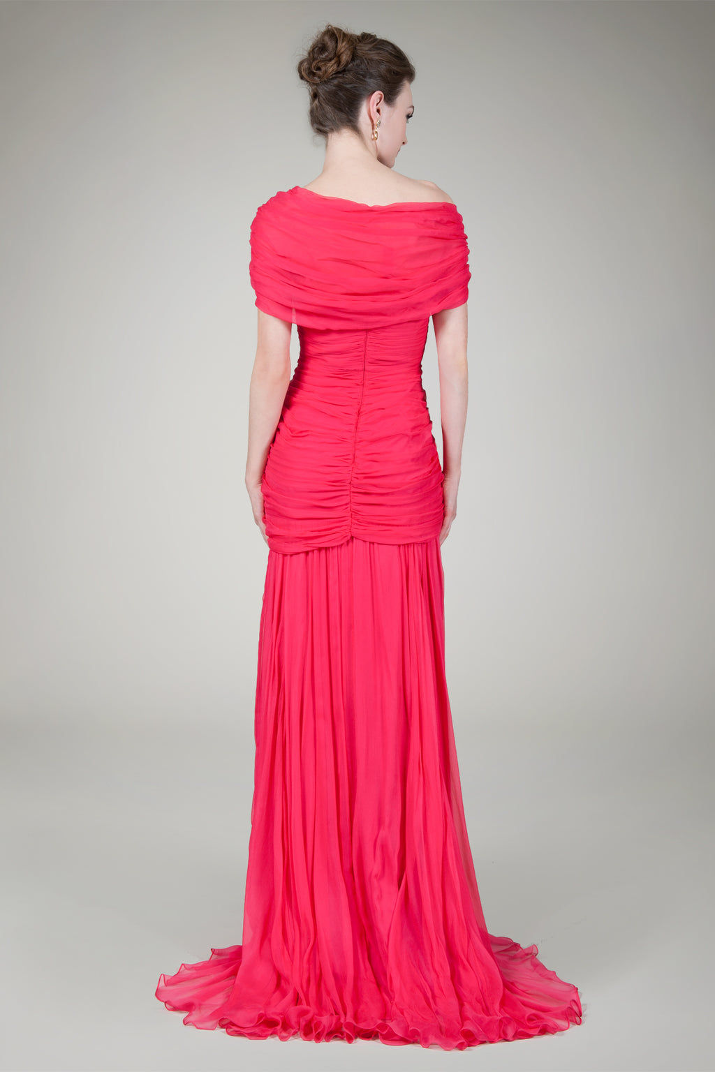 One Shoulder Draped Gown in Lily