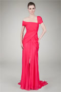One Shoulder Draped Gown in Lily