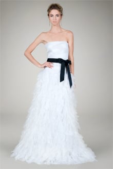 Hand Cut Organza Strapless Gown in Ivory