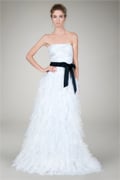 Hand Cut Organza Strapless Gown in Ivory