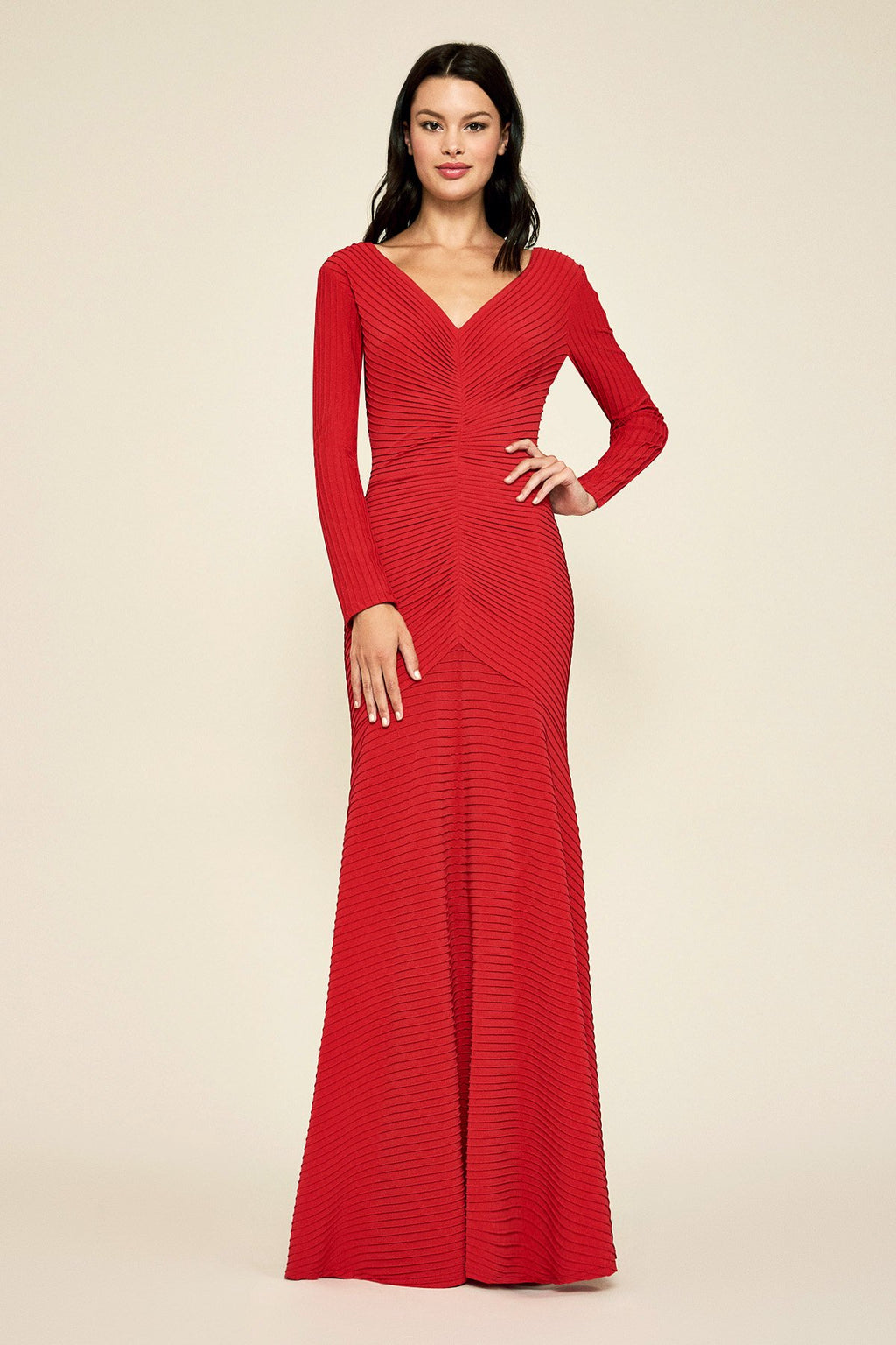Tadashi Shoji - Elias Long-Sleeve Pintuck Gown