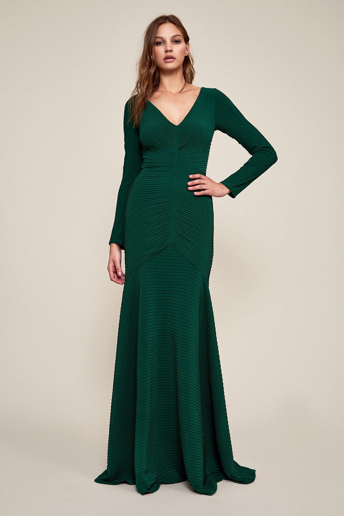 Tadashi Shoji - Elias Long-Sleeve Pintuck Gown