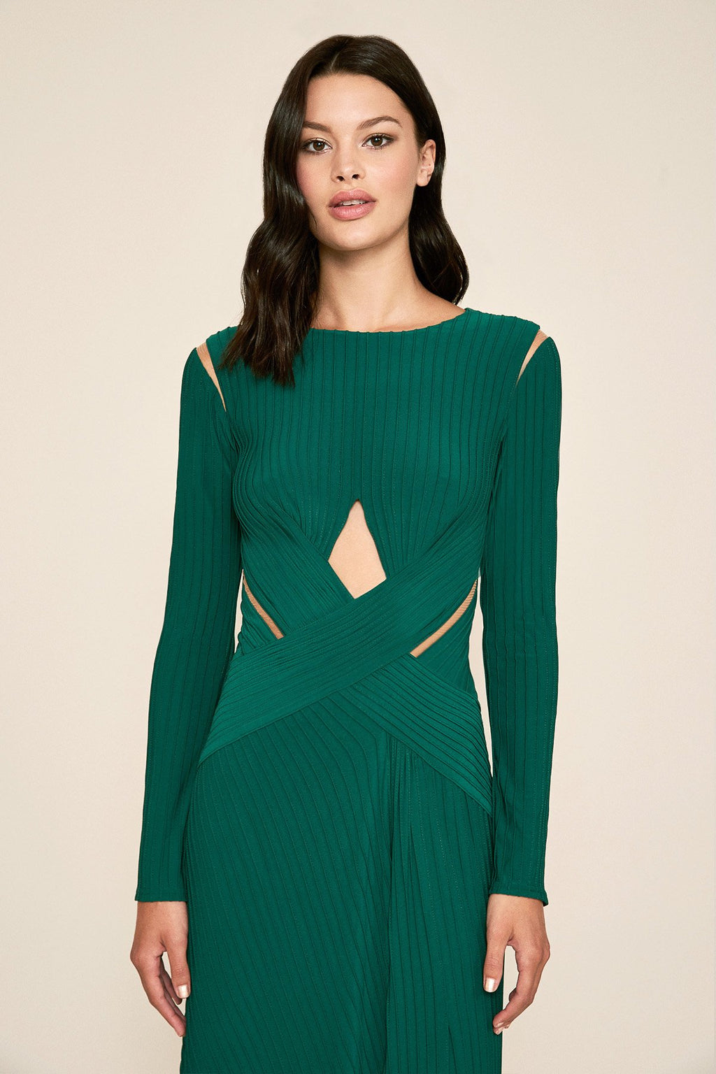 Tadashi Shoji - Bollani Pintuck Cutout Gown