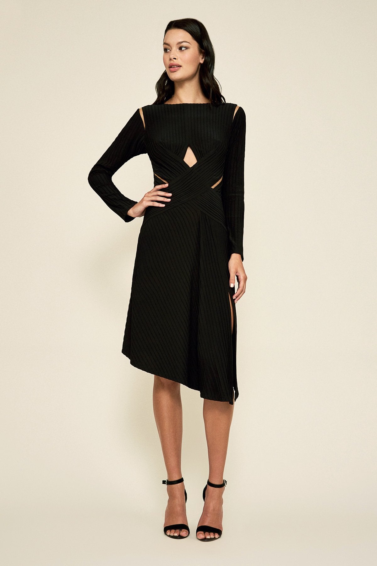 Bollani Pintuck Cutout Dress