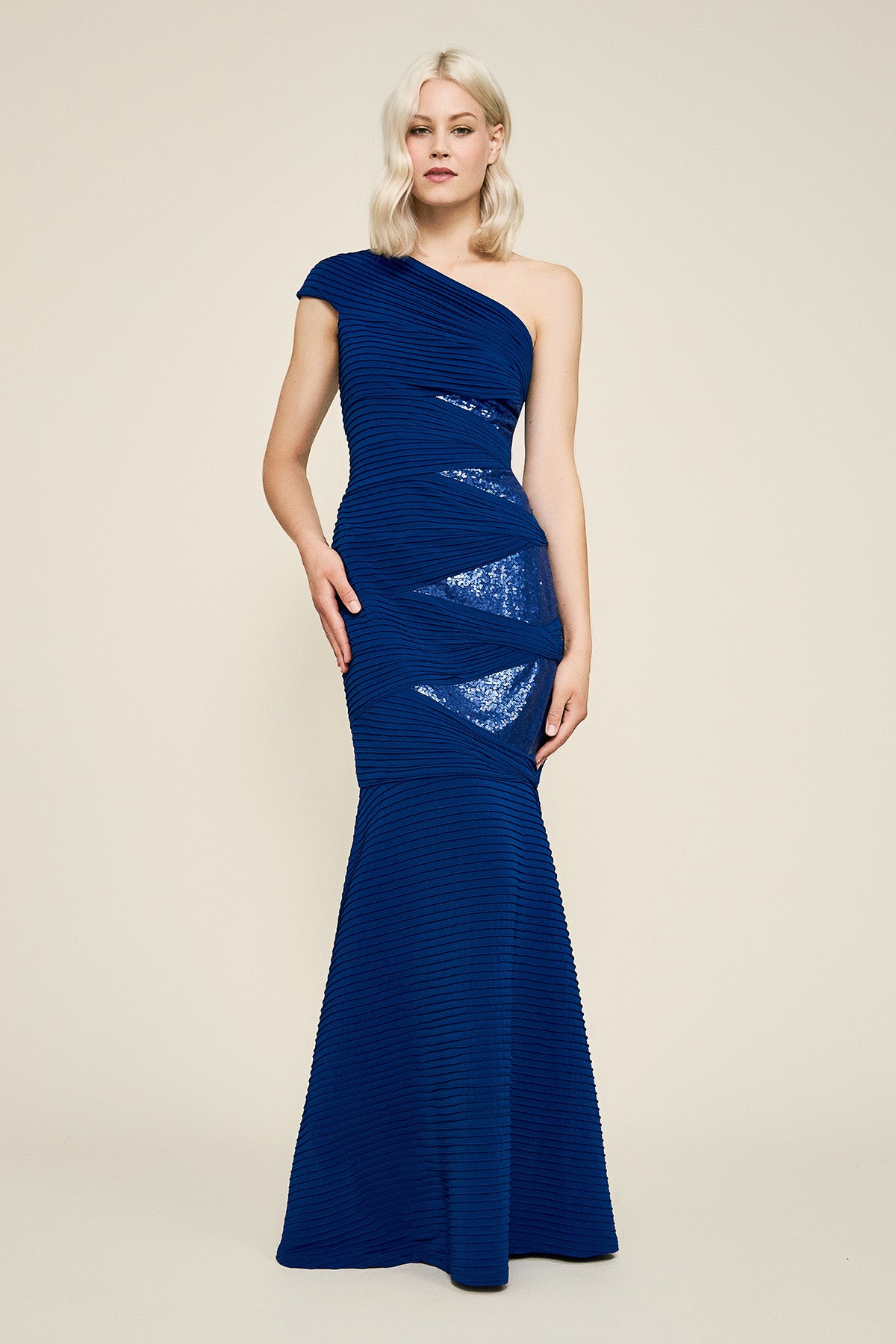 Jiri One-Shoulder Sequin Gown