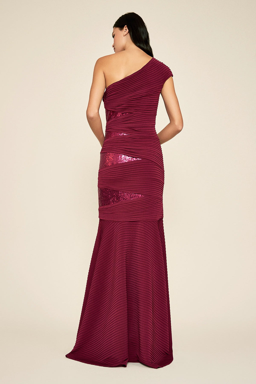Jiri One-Shoulder Sequin Gown