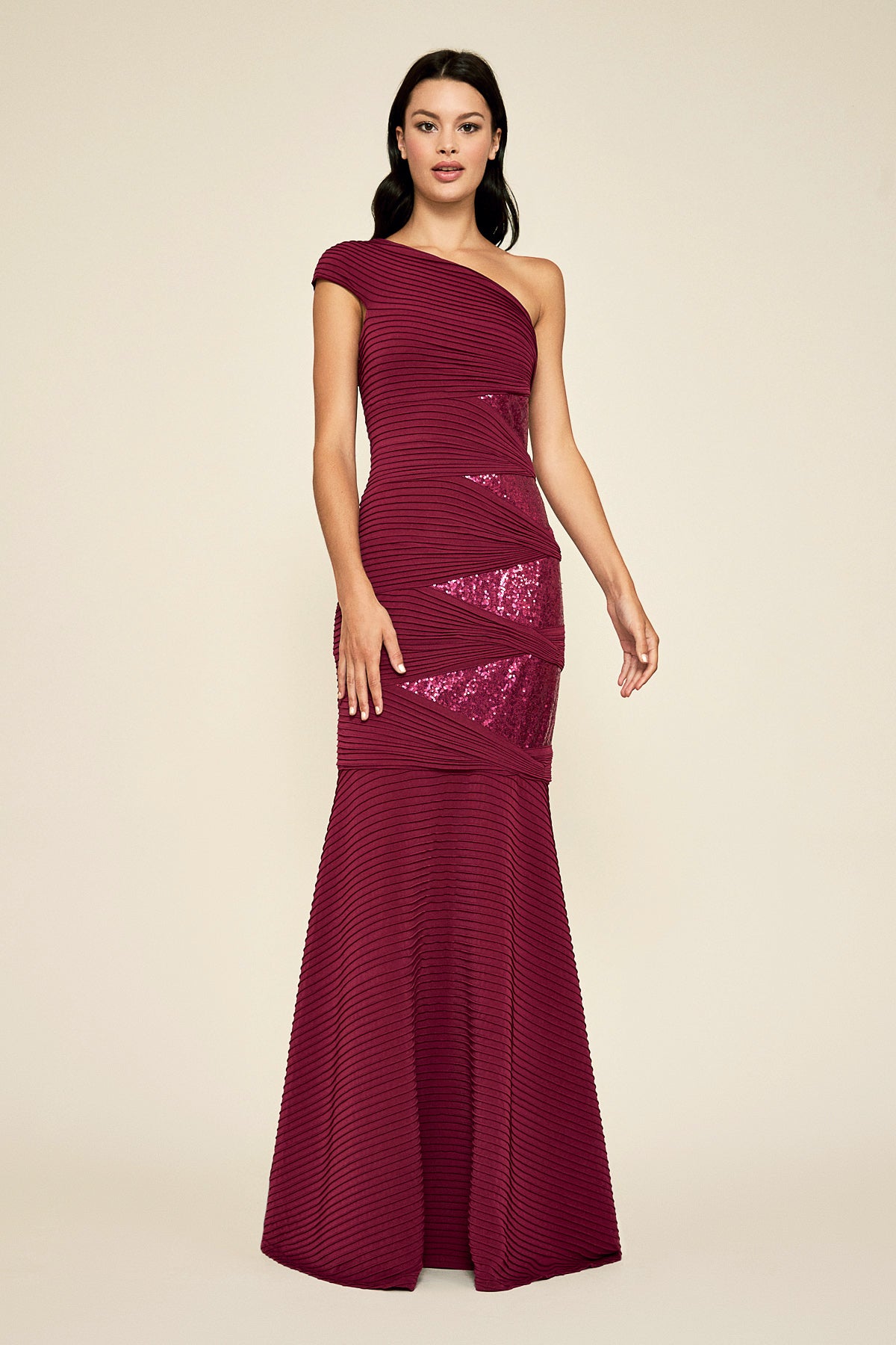 Jiri One-Shoulder Sequin Gown