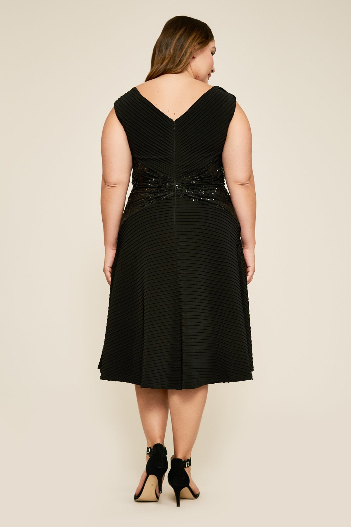 Tadashi Shoji - Celsi Sleeveless Pintuck Sequin Dress - PLUS SIZE