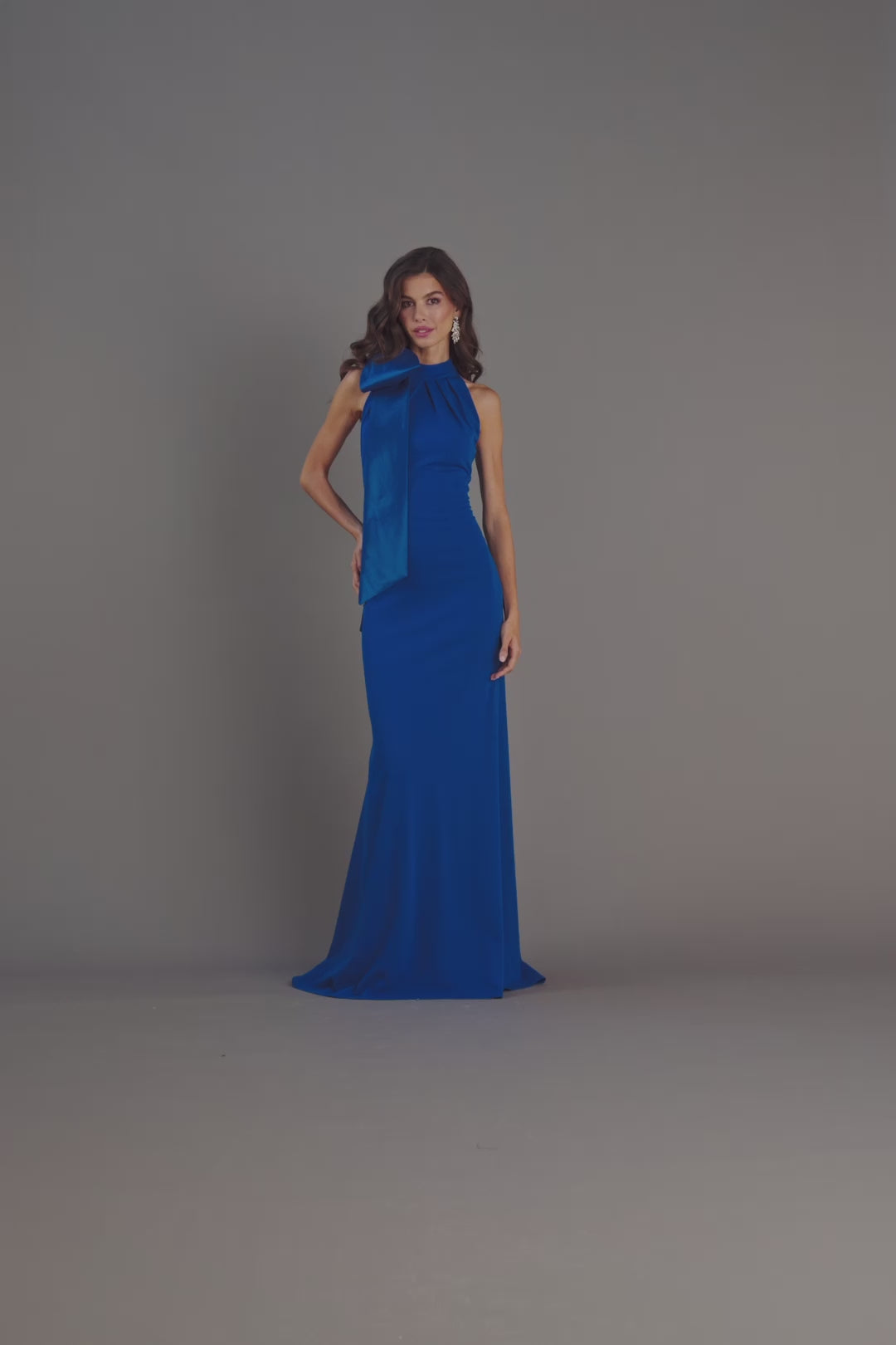 Sims Taffeta Shoulder Bow Halter Gown Hibiscus – Tadashi Shoji