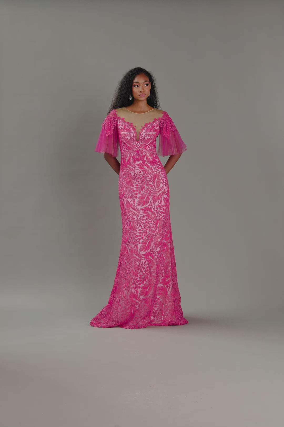 Ryn Embroidered Tulle Illusion Gown – Tadashi Shoji Official