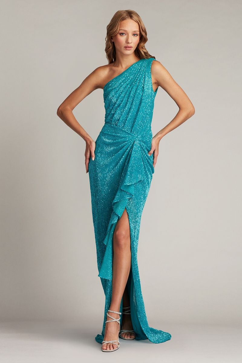 Zia Embellished Waterfall Drape Gown