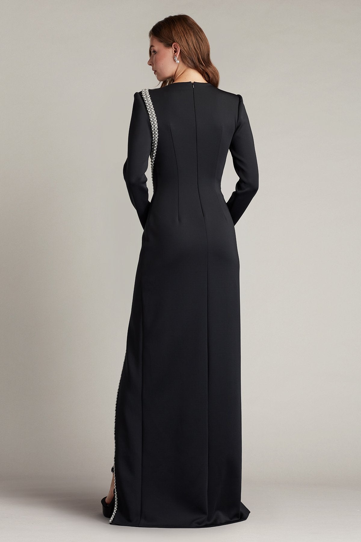 Janae Pearl Trim Peekaboo Gown
