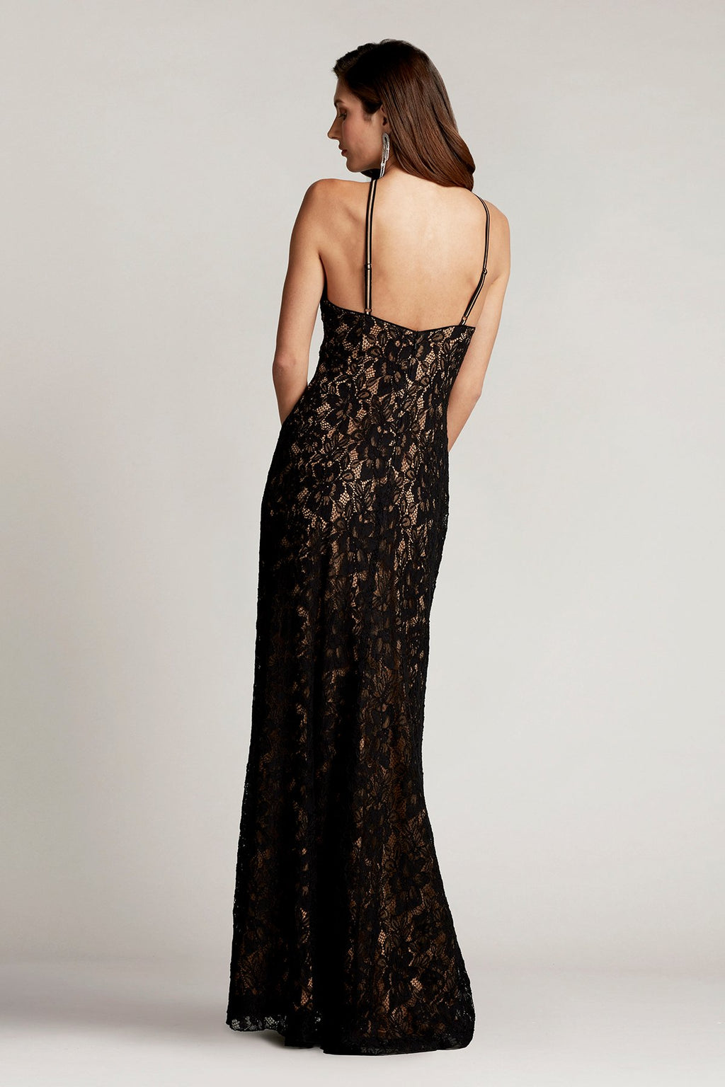 Aiden Floral Lace Halter Gown
